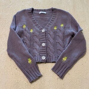 Purple Cable Knit Sweater